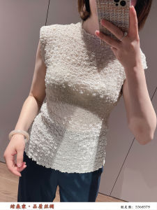 เสื้อยืดไหมคอตั้งครึ่งตัวแขนสั้นผู้หญิงฤดูร้อนใหม่ดีไซน์เก๋ไก๋ เสื้อไหมแท้ ผ้าไหมมัลเบอร์รี่ ทรงเข้ารูป แขนสั้น ปกติ