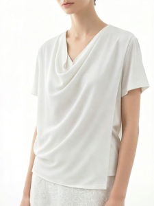 AMII | Elastic Modal Chiffon T-Shirt Loose Asymmetric Sleeve