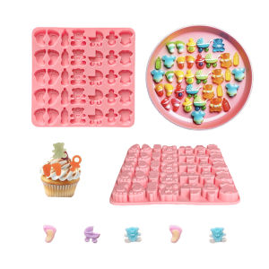 Small size 35 hole baby bottle bear shaped baking silicone mold suitable for candy chocolate cake decoration baking tools