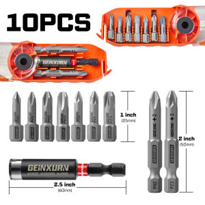 Geinxurn 10PCS FIXEDGE Impact Driver Bit Set with Rainbow Box 1/2 Magnetic Durable S2 Steel Bits for DIY & Professional Use