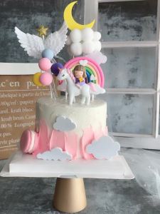 Unicorn Theme Cake Topper Happy Birthday Rainbow Stars Girl Birthday Baby Shower Party Cake Decoration for Girls 16th Birthday