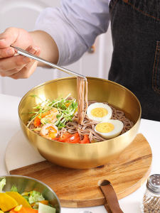 304 Stainless Steel Cold Noodle Bowl Commercial Large Bowl Soup Bowl Noodle Bowl Korean Style Rice Risotto Bowl For Home Good-looking Salad Bowl