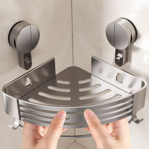 Suction Cup Bathroom Triangular Storage Rack Without Punching Balcony Wall-mounted Storage Rack Toilet Corner Storage Shelf