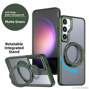 High-End Silicone Magnetic Absorption Ring Stand Phone Case for Samsung S24 FE S23 FE S25 Ultra Protection against Falls