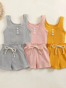 Bộ Đồ Hai Mảnh Mùa Hè Mới 2025 Cho Bé Gái Không Tay Áo Vest Mềm Mại Thoải Mái Thường Ngày Cho Bé Gái Và Mẹ