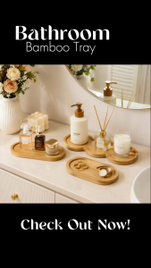 Bathroom Countertop Bamboo Organizer Tray for Toiletries Soap Bottle Perfume and Vanity Accesories