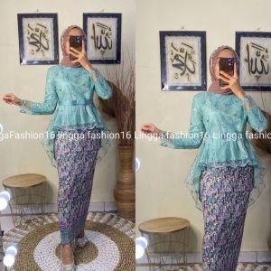 Setelan Kebaya Aurora Pita Tile Bawahan Rok plisket Batik Panjang Kebaya Wisuda Lamaran Kondangan Dan Kebaya Pesta Lainya