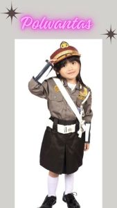 [Toko Juara Kelas] Baju Profesi Polwantas Polisi Anak Perempuan/Wanita - Baju Kostum Anak Polwantas Dinas Polisi Lalu Lintas di Jalan Keren Terkini Anak Perempuan