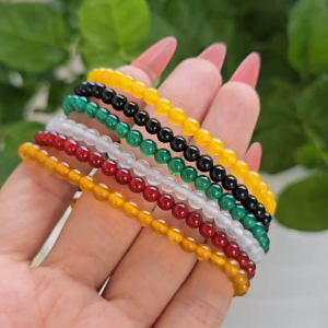 Q2028 Vòng Ngọc Agate 4li các màu: trắng xanh lá đen vàng đỏ đủ mệnh - Phong Thuỷ TUDO P