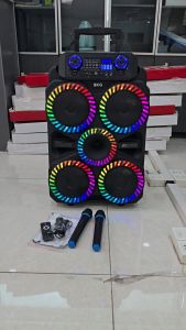 SKG ลำโพง ล้อลาก 8นิ้วx4ดอก (ไม่มีดอกปลอม) 40W RMS. เบสหนัก ตับๆ ไมค์ลอย 2ตัว ไฟวิบวับ (ปิด-เปิดได้) รุ่น AV-5808 สีดำ