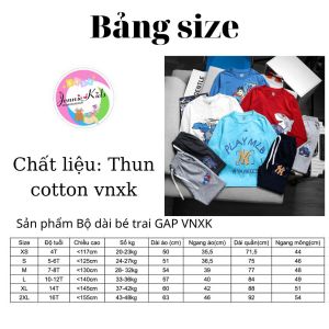 Bộ bé trai dài tay size đại VNXK bé 20-48kg thun cotton Jennie kids J340