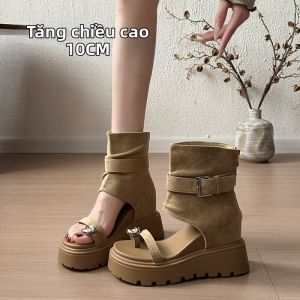 DINGMUYI | Dép Clogs Nâng Gót Phong Cách Retro 10cm
