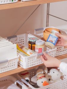 Plastic Rectangular Storage Basket Kindergarten Toy Organizer Modern Simple Style Home Desktop Snack Toy Sorting Box