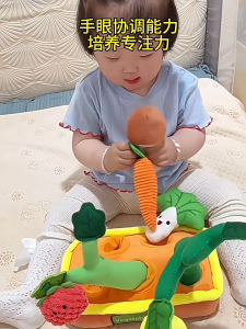 Montessori Baby Sensory Pull Carrot Garden Toy | Plush Vegetable Farm Fine Motor Early Learning Toy