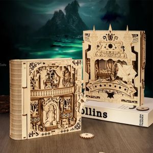 Book of Secrets 3D ปริศนาไม้ DIY Assembly Miniature House ชุดตกแต่งห้องนั่งเล่นของขวัญงานฝีมือสําหรับผู้ใหญ่เด็ก 2 รูปแบบ