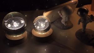 LED 3D Crystal Ball Night Lights for Room Astronaut Moon Bed Lamp USB Charging Wooden Base Christmas Birthday Gift