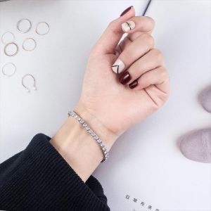 Gelang Wanita Berlian Diamond Kristal Gelang Rantai Korea Fashion Women Bracelet Warna Silver