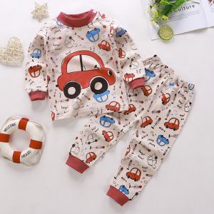 Bộ Đồ Ngủ Cotton Nguyên Chất Cho Trẻ Em Bộ Đồ Lót Mùa Thu Ấm Áp Cho Bé Gái Quần Áo Trẻ Em Mùa Đông Bằng Cotton Nguyên Chất