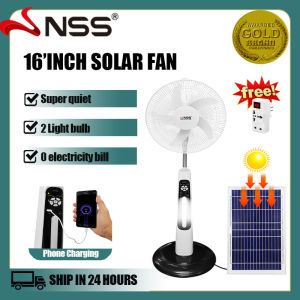 【200p off】Nss Solar Fan 16Inch Solar Fan Electric With Panel Rechargeable Stand Fan Outdoor Fan With Led Light Electric Fan Sale NS-F97