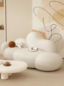 Scandinavian Modern Minimalist Small Apartment Living Room Creative Cashmere Clothing Store Beauty Salon Cloud Sofa Cream Style