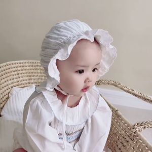 หมวกผูกคางเด็กผู้หญิงแต่งระบาย ไร้ตะเข็บใส่สบาย ลายน่ารักแสนหวานสไตล์เกาหลี สุดน่ารัก