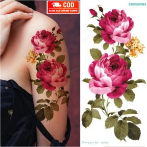 Tato Temporary Tato Temporer Tahan Air Anti Air Motif Bunga Bunga Merah Biru Kuning Lumenta
