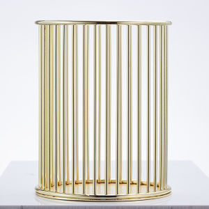 Gold Makeup Brush Holder Pen Holder Accessible Luxury round Storage Bucket Small Gifts for Children Female Ins Style Desktop Metal Pen Container