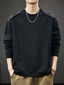 Fall 2025 Mens Sweatshirt Long Sleeve round Neck Casual Comfortable Skin-friendly Patchwork Design Heavyweight T-shirt
