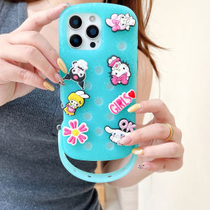 Sanrio | 17 Pro Max 17 Air For Crocs Holes Design Shockproof Case for iPhone 16 15 14 13 12 Pro Max with Wrist Strap + Accessories Kit