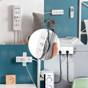 Wall Mounted Trail Socket Extension Outlet Power Strip Holder Fixator Cable Plug Socket Organizer Wire Self Adhesive F18
