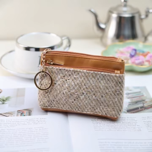 New stylish woven womens coin purse card holder keychain multi-functional wallet available in two colors