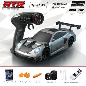 Xe Điều Khiển Từ Xa HB 1:43 GTR R34 RC Drift 2.4G 4WD ESP Gyro Điều Khiển Bằng Ứng Dụng Thân Xe Màu Trắng Lốp Thay Thế Được Điều Khiển Tỷ Lệ Đầy Đủ Lắp Ráp Sẵn Dành Cho Độ Tuổi 14+