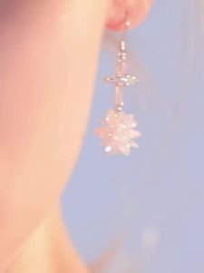 SHISHANGMEIDI | S925 Silver INS Style Icy Crystal Flower Cross Earrings