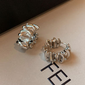 Irregular Wave Metal Ear Cuffs for Women Autumn Winter Personality Luxury Small Audience High-End Feelings Gold And Silver Ear Rings