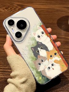 Creative Cute Cat Design Huawei Pura70ultra P60Art Transparent Protective Phone Case for Men And Women Soft P50e P40 P30pro+ Models