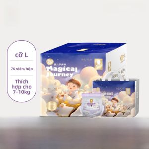 Baby Kiss Baby Pull-Ups L Size Breathable Diaper XL Size Night Use 2X Anti-Leak Flower Pants Cotton Material 76 Pieces 0-36 Months