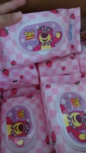 Thùng 24 gói khăn ướt Phú Đạt hình dâu tây đáng yêu/khăn ướt cho bé/khăn ướt không mùi an toàn cho bé không gây kích ứng da