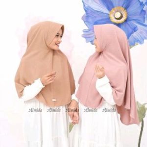 Hijab Instan Bergo Ped Polos Crinkle Size L /HIJAB JUMBO SYARI/HIJAB TERBARU