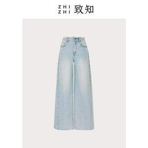 กางเกงยีนส์ทรงหลวมขาตรงสไตล์ย้อนยุคสำหรับผู้หญิงในฤดูใบไม้ผลิและฤดูร้อน กางเกงขายาวเอวสูงทรงหลวมขากว้าง