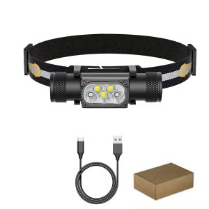 White Blue Fishing LED Headlamp High Power Memory Headlight 18650 Rechargeable USB Type-C Torch Camping Hunting Flashlight Lamp