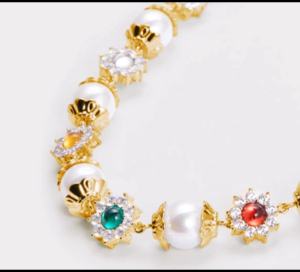 Colorful diamond-studded small flower imitation pearl necklace for women European and American retro palace style necklace womens light luxury niche design clavicle chain high-end necklace