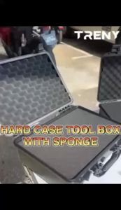 TRENY Safety Protection Box Instrument Case Camera Equipment Waterproof Shockproof Tool Box Hardware Storage W/sponge