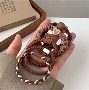 Set 5 dây buộc tóc đuôi ngựa co giãn thiết kế đơn giản cho nữ CB17