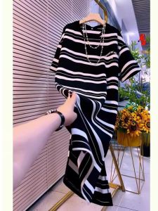Summer Fashion French Elegance Dress Striped Short Sleeve