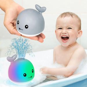 Waterproof Baby Bath Toys Whale Automatic Bathroom Toy Sprinkler Glowing LED Light toykids Infant Swim Pool Bathroom Toys Gifts