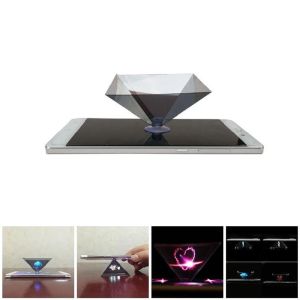 Cơ động bền mini tự làm 3D Hologram kim tự tháp hiển thị máy chiếu video phổ quát cho bất kỳ điện thoại di động thông minh