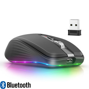 Dual Mode Rechargeable Wireless Bluetooth 2.4G Mouse RGB Mute Mouse For Windows Mac IOS Android Laptop Tablet  Phone PC
