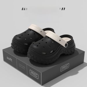 รองเท้าแตะสุนัขเหงื่อสำหรับผู้หญิง ทรงหนา ใส่สบาย สำหรับฤดูร้อน รองเท้าแตะแบบสวมหัว รองเท้าแตะพื้นหนา รองเท้าแตะส้นแบน สวมใส่สบาย