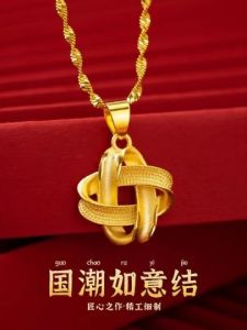Hong Kong Duty-Free Real Gold Necklace 24K Sand Gold Plated Rose Flower Pendant Non-Fading Alloy Vintage Style Womens Jewelry