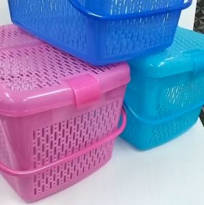 ตะกร้าลอยฟ้า ตะกร้าพลาสติกมีหูหิ้วมีฝาปิด
